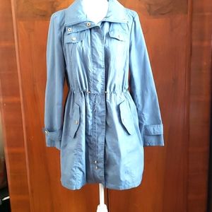 Ellen Tracy Raincoat, women's, blue, size large